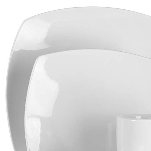 Elama Service for Four 16 Piece Porcelain Dinnerware Set, White-Square 1