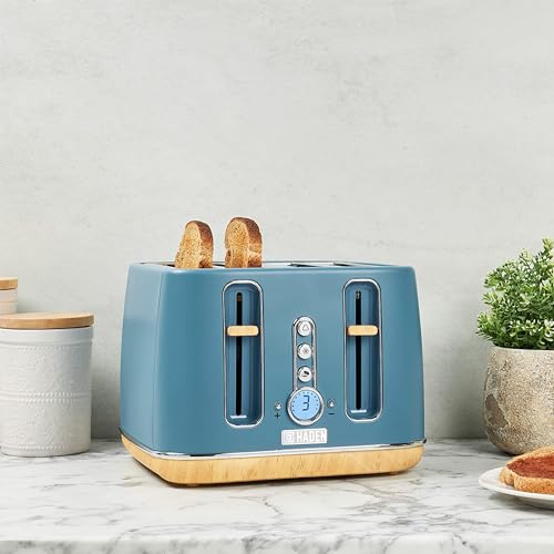 Dorchester 4 Slice Wide Slot Bread and Bagel Retro Toaster with Removable C