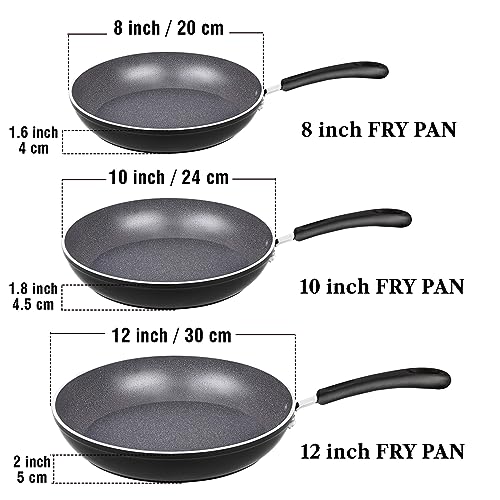 3 Pieces Frying Pan Set with Non-stick Coating and Induction Compatible bottom
