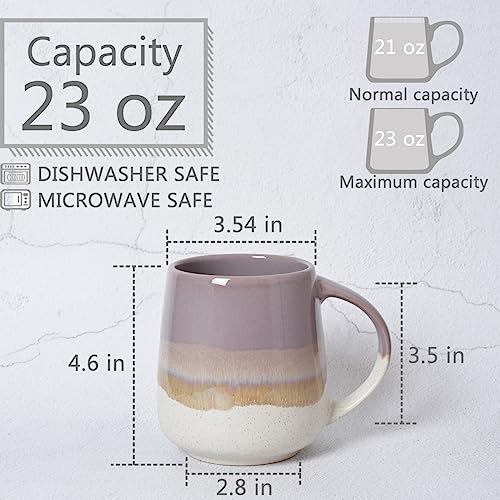 Extra Large Ceramic Coffee Mug, 23 Oz, Dishwasher and Microwave Safe, Oversized Big Tea Cup for Office and Home (Purple)