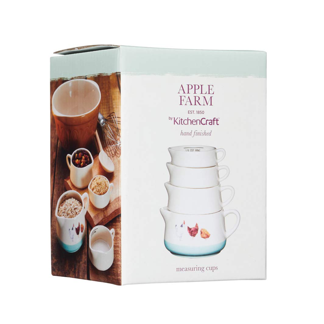Craft Apple Farm Hand-Finished 'Hazel Hen' Ceramic Measuring Cups - Cream/Green (Set of 4)