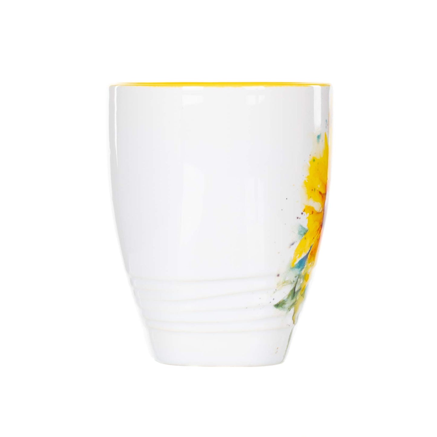 Dean Crouser Sunflower Watercolor Yellow On White 16 Ounce Glossy Stoneware Mug With Handle