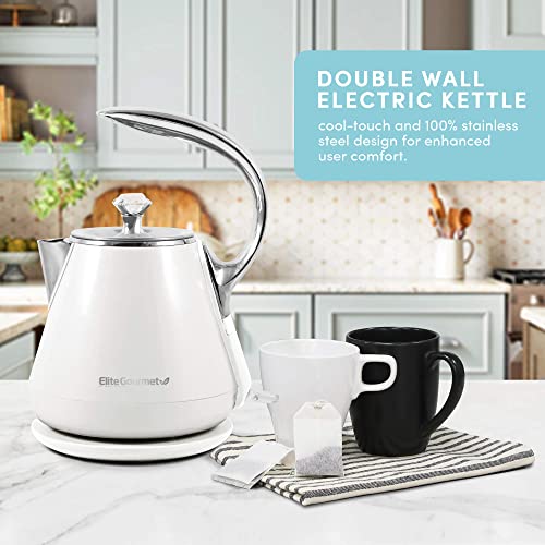 EKT-1203W 1350W Double Wall Insulated Cool Touch Electric Water Tea Kettle Auto Shut-Off