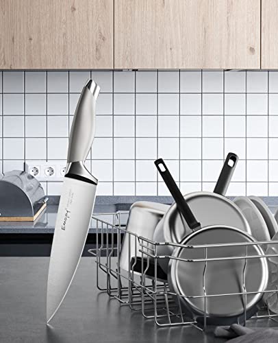 Emojoy Knife Set with Block, 15 Pieces Kitchen Knife Set with Built-in Sharpener