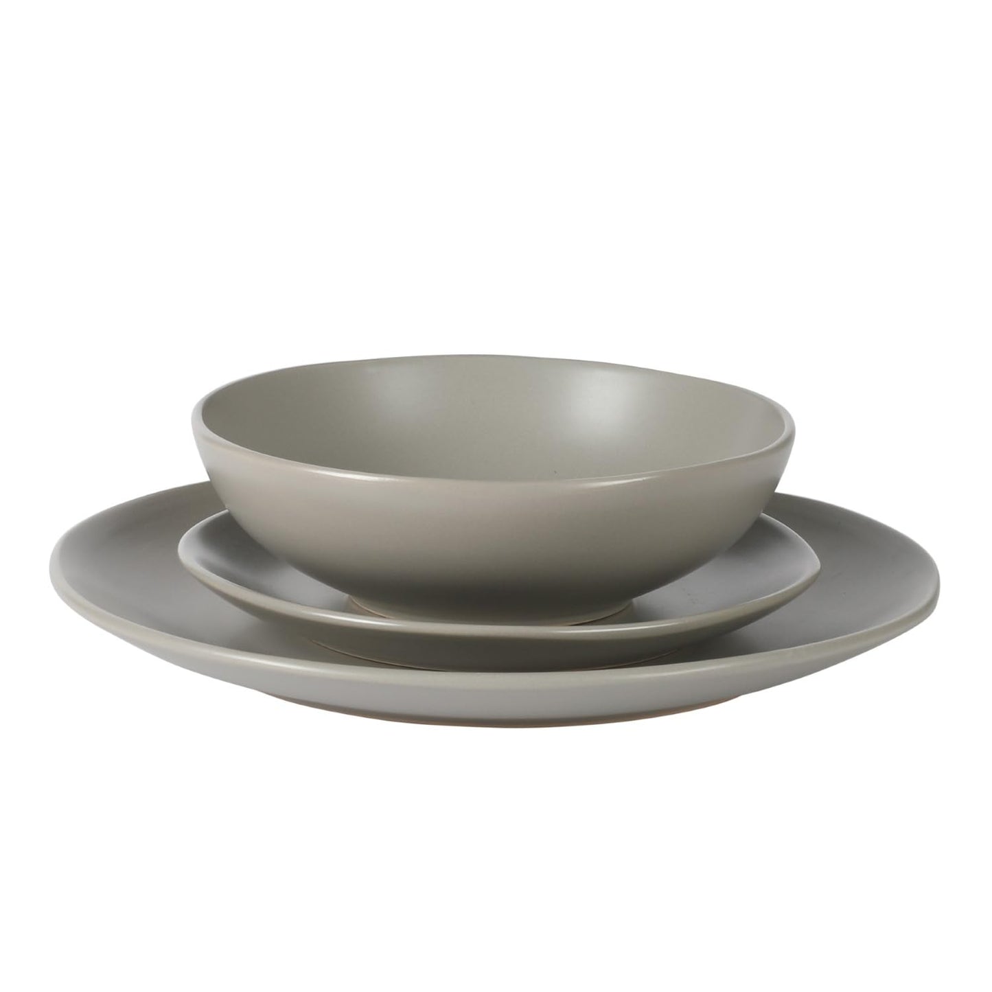 Gibson Home Bethel 18 Piece Plates and Bowls Ceramic Stoneware Organic Shape Dinnerware Set (Service for 6) - Matte Grey