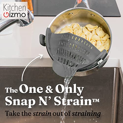 Gizmo Snap N' Strain - Silicone Clip-On Colander, Heat Resistant Drainer for Vegetables