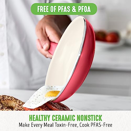 Soft Grip Healthy Ceramic Nonstick 16 Piece Kitchen Cookware Pots and Frying Sauce Pans Set