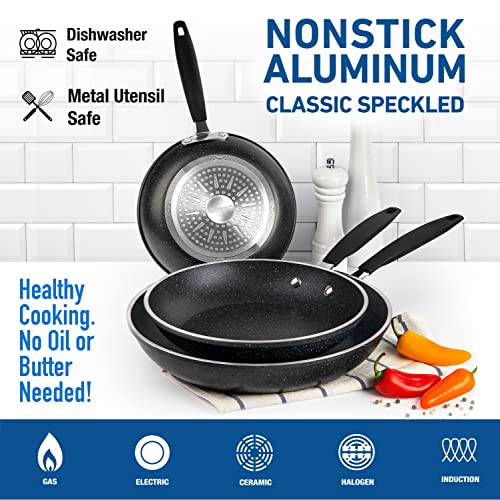 3 Piece Frying Pan Set, 8”, 10” & 12” Nonstick Mineral Nonstick Skillet Set