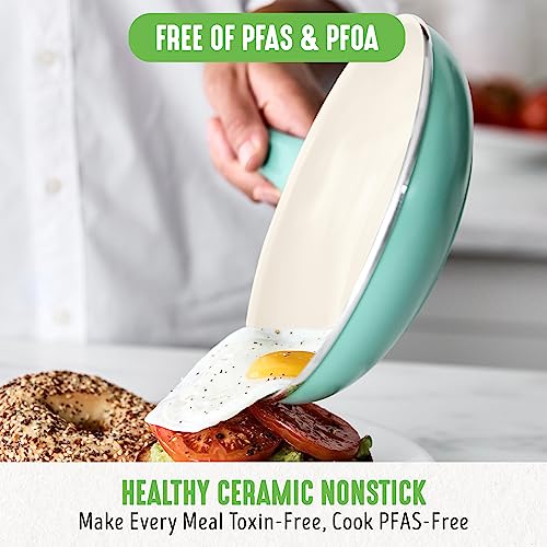 Soft Grip Healthy Ceramic Nonstick 16 Piece Kitchen Cookware Pots Pans Set