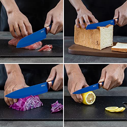 Kitchen Knife Set - 16 Pieces Stainless Steel Knives, Rose Gold Handle
