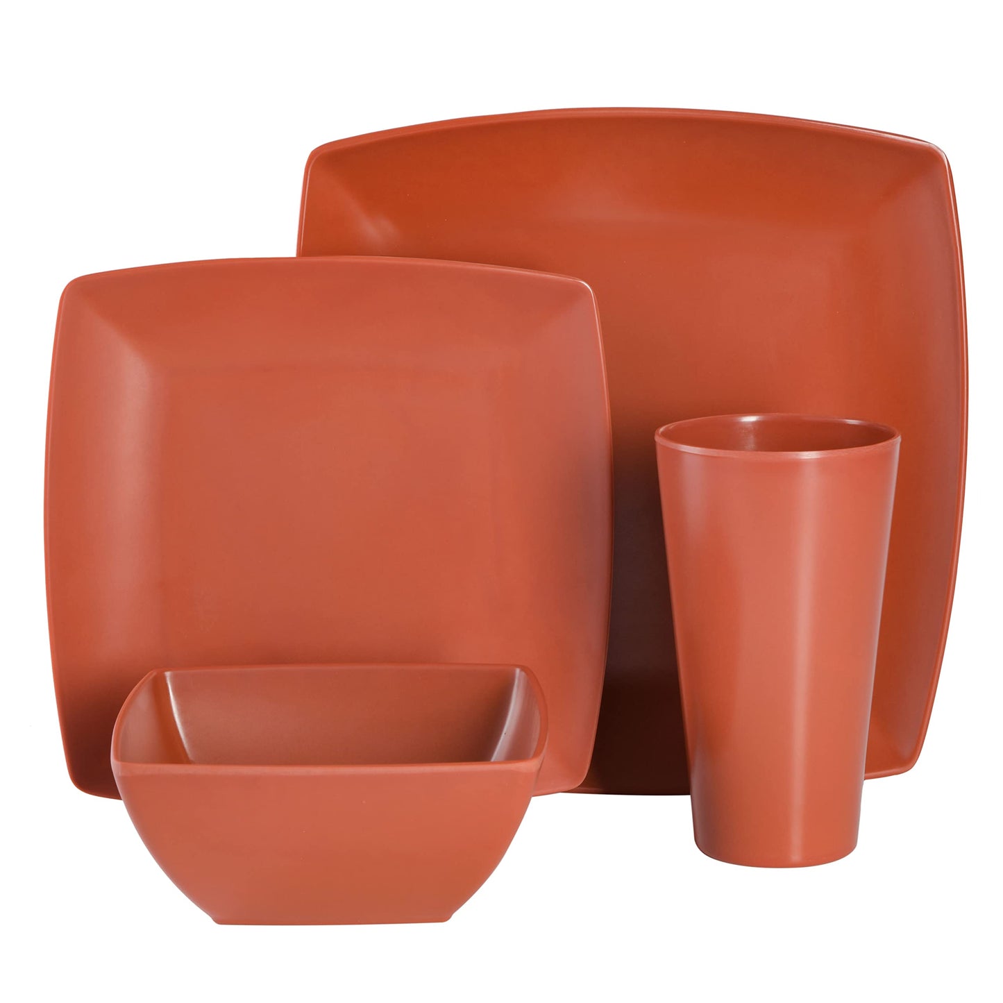 Soho Grayson Square Dinnerware Set, Service for Four (16pcs) Red