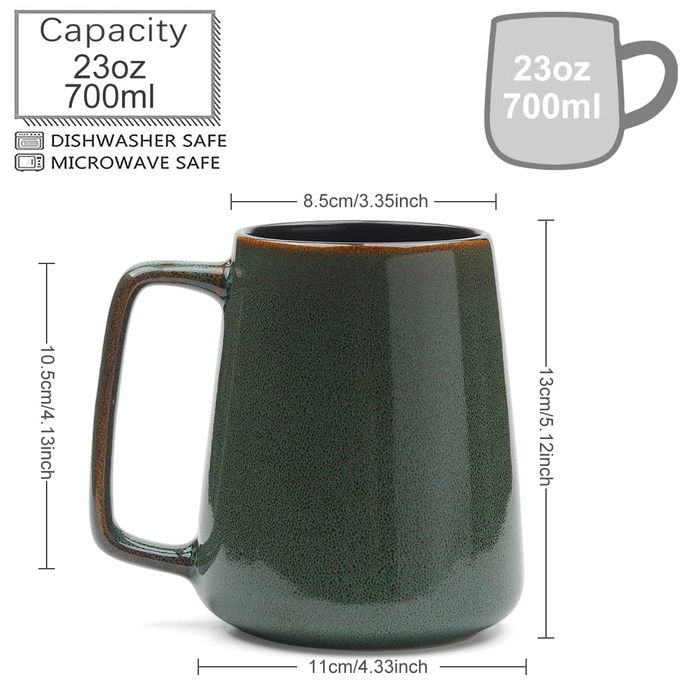 Large 24 OZ/700ml Ceramic Coffee Mugs with Golden Handle, Extra Big Jumbo Tea Cup Mug for Office