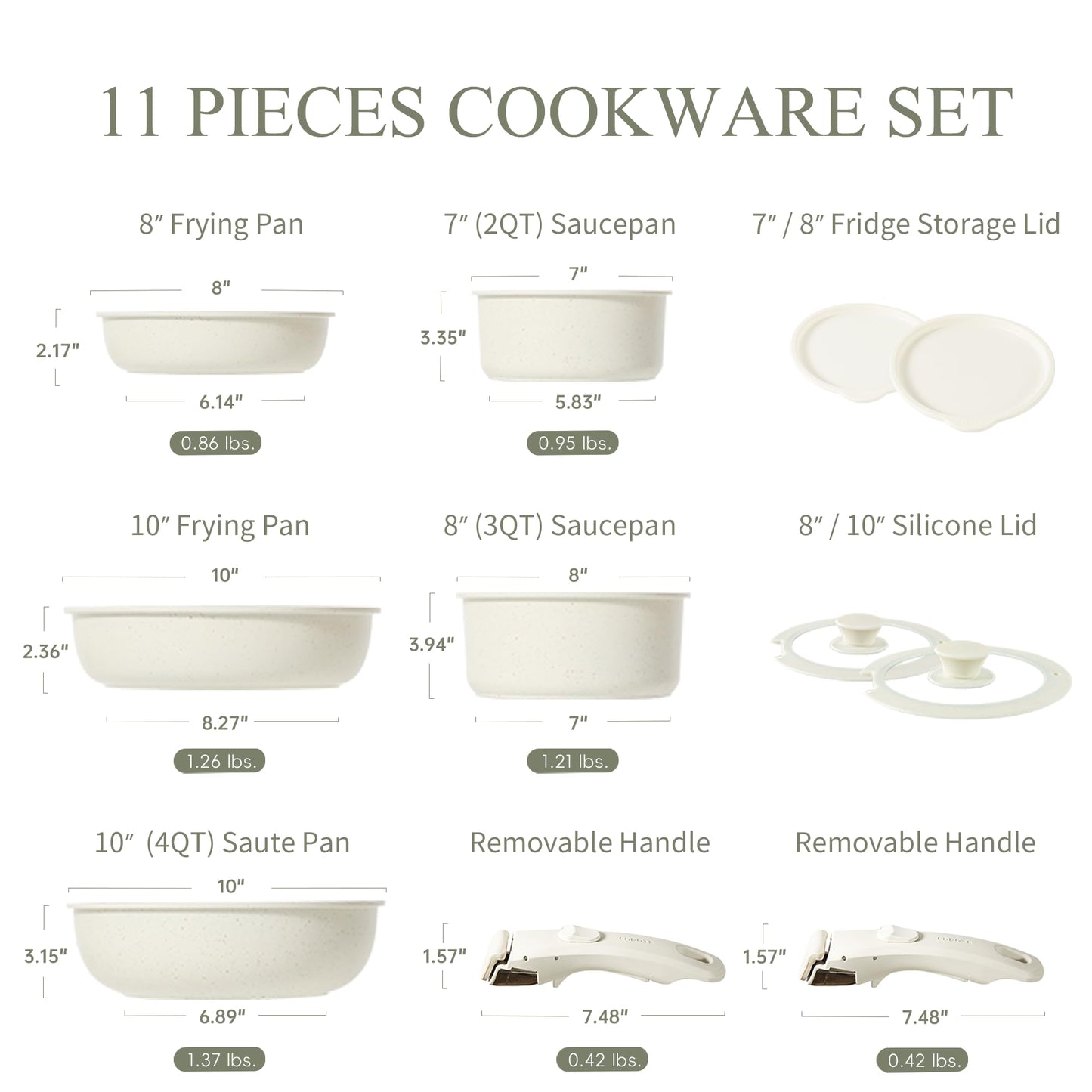 Pots and Pans Set Non Stick, Cookware Sets Nonstick 11pcs Kitchen Set