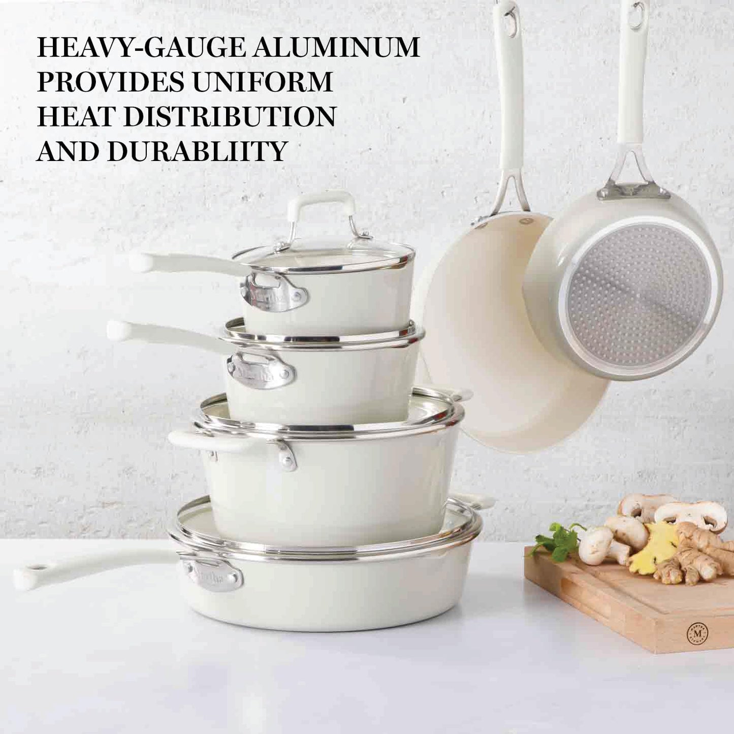 Stewart Heathland Nonstick PFA Free Ceramic Interior 10-Piece Dinners Set