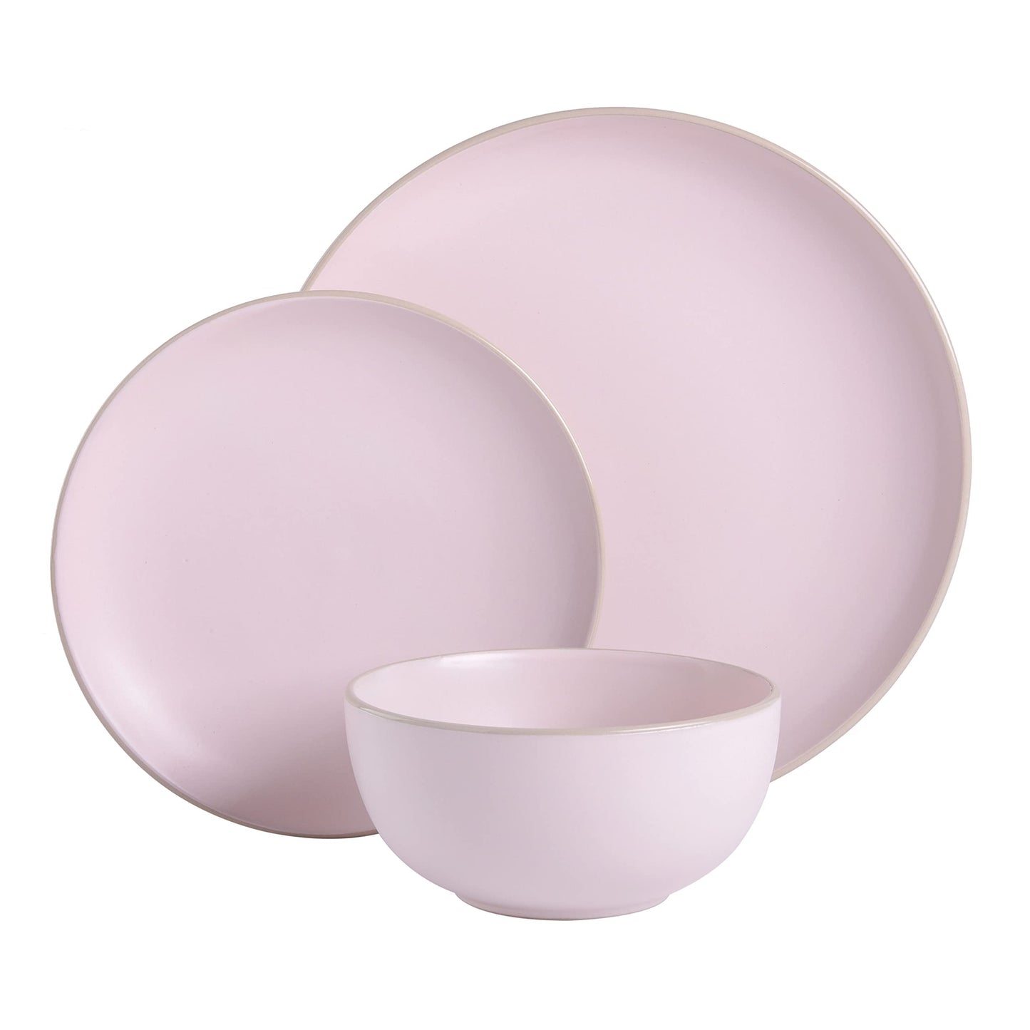 Rockaway Round Stoneware Dinnerware Set Service for 12pcs Pink