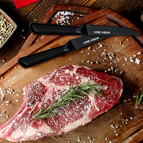 Knife Block Set, 15 Piece Kitchen Knife Set with 6 Steak Knife Set