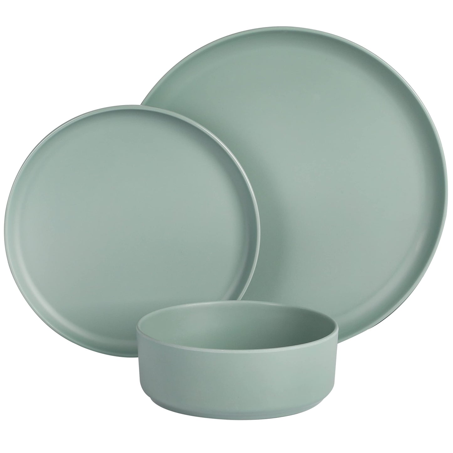 Home Canyon Crest Stackable Matte Melamine Set - Sage Green 12pcs