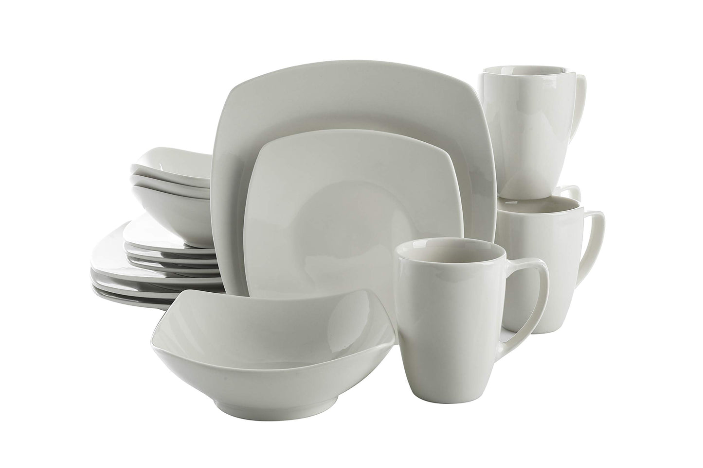 Dinnerware Set, Service for 6 (39pcs), White (Square)