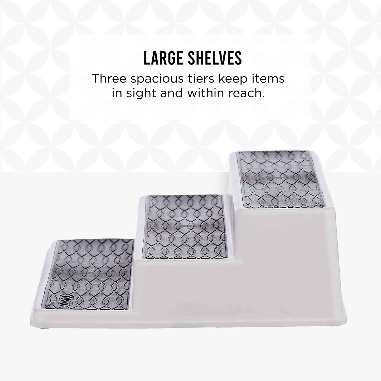 Non-Skid 3-Tier Spice Pantry Kitchen Cabinet Organizer, 10-Inch, White/Gray