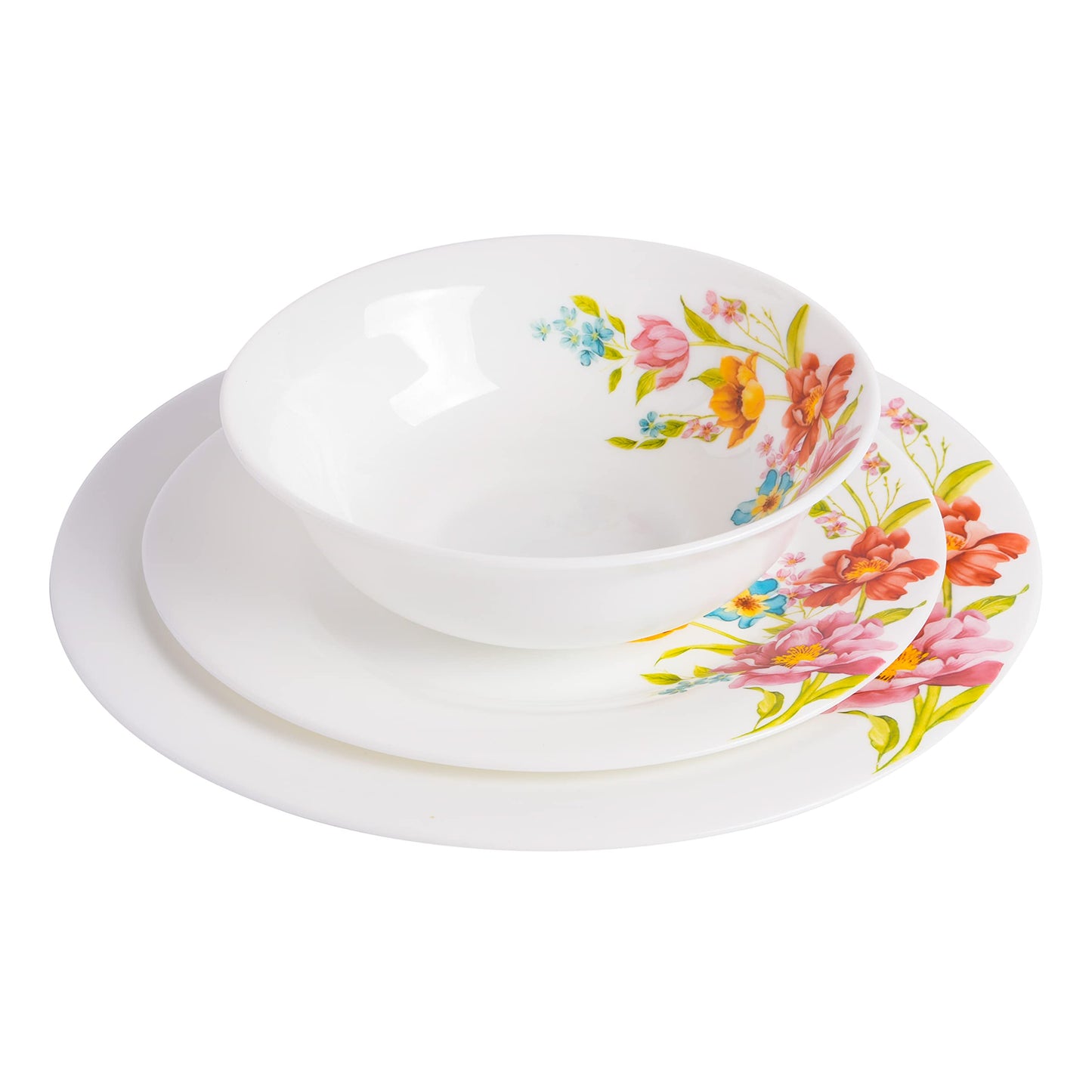 Ultra Break and Chip Resistant Dinnerware Set (18pcs), Red Floral