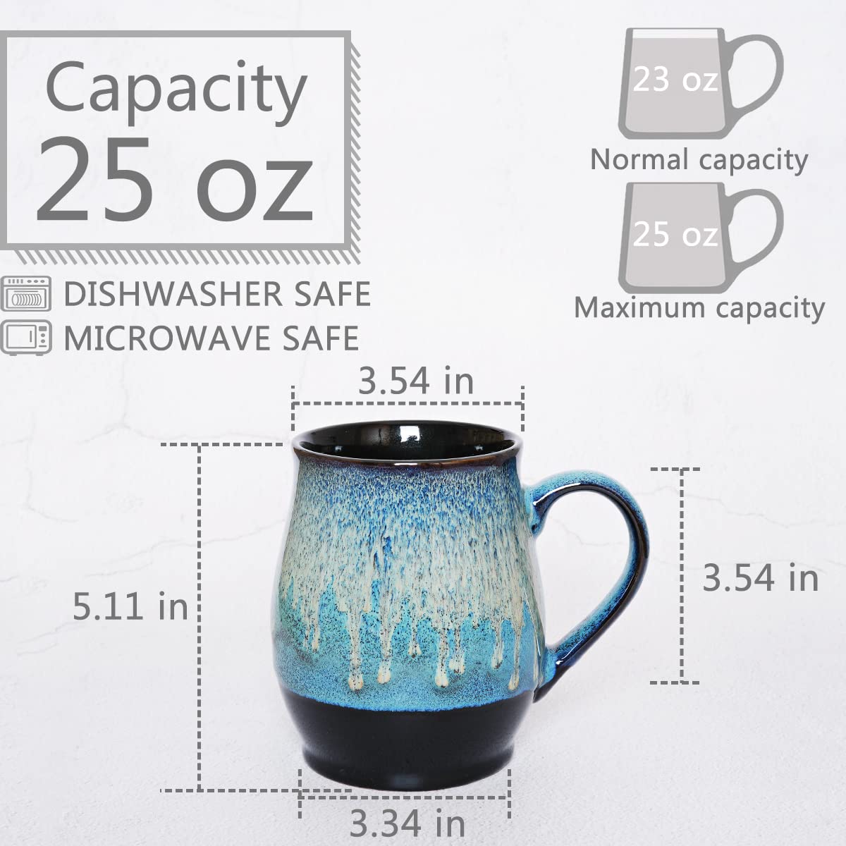 Extra Large Ceramic Coffee Mug, 25 Oz, Dishwasher and Microwave Safe