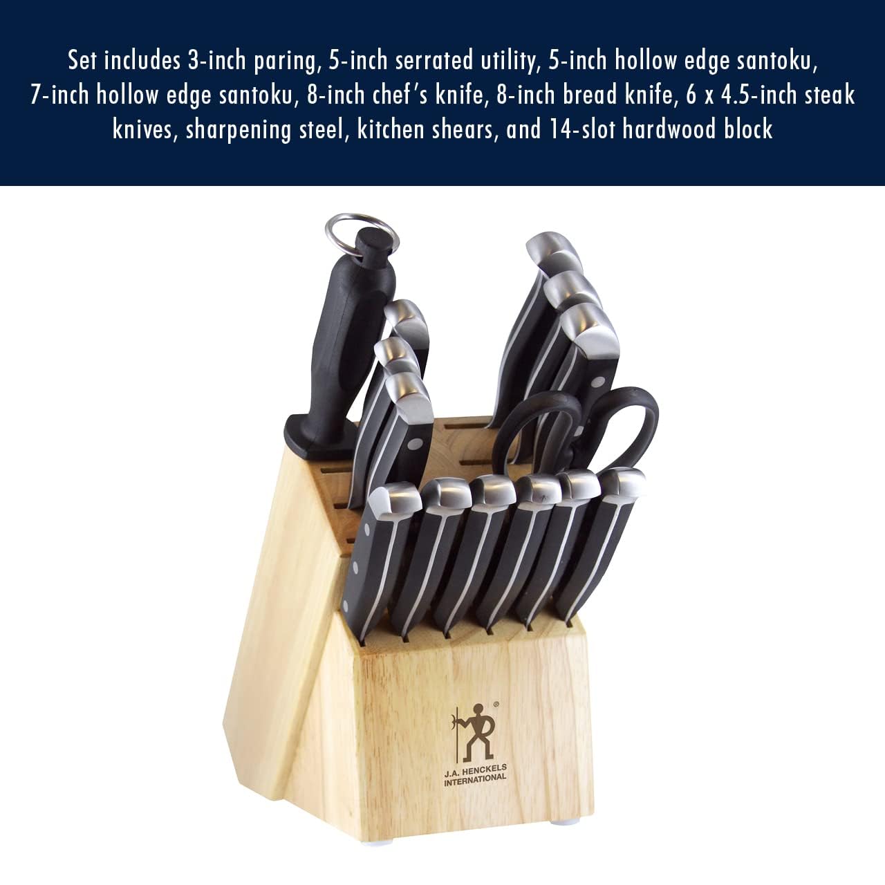 Premium Quality 15-Piece Knife Set with Block, Razor-Sharp