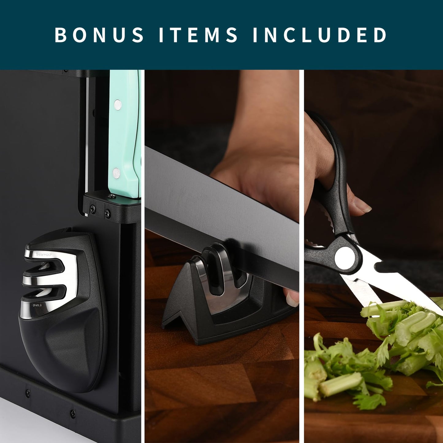 Knife Set 16 Pieces Dishwasher Safe Kitchen Knives German Stainless Steel Knife Block Set