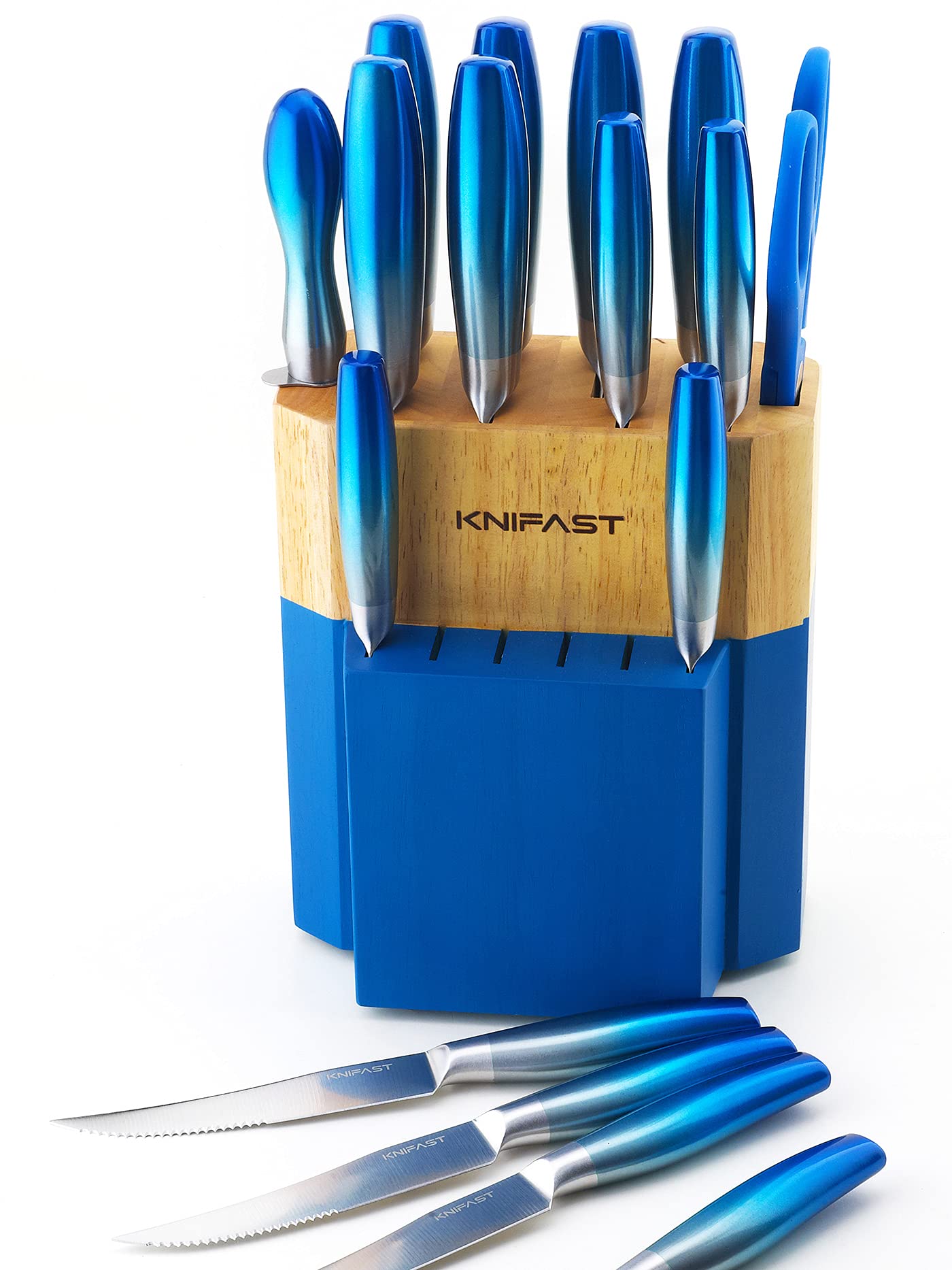 Knife Set With Block Full Tang 17-Pieces Kitchen Knife Set With Block Wooden German Stainless Steel