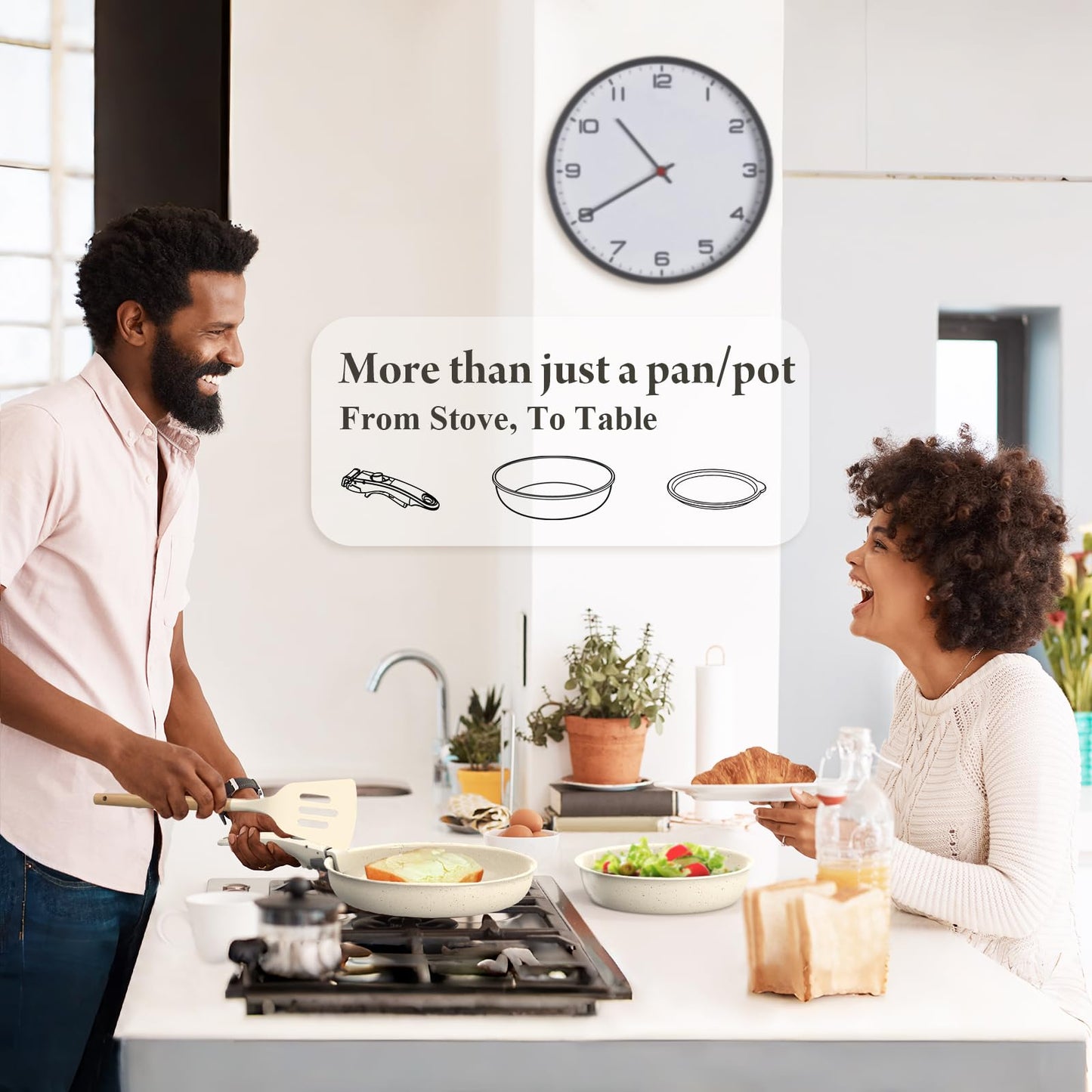 11 Pcs Pots and Pans Set Non Stick with Removable Handles, Ceramic Cookware Set