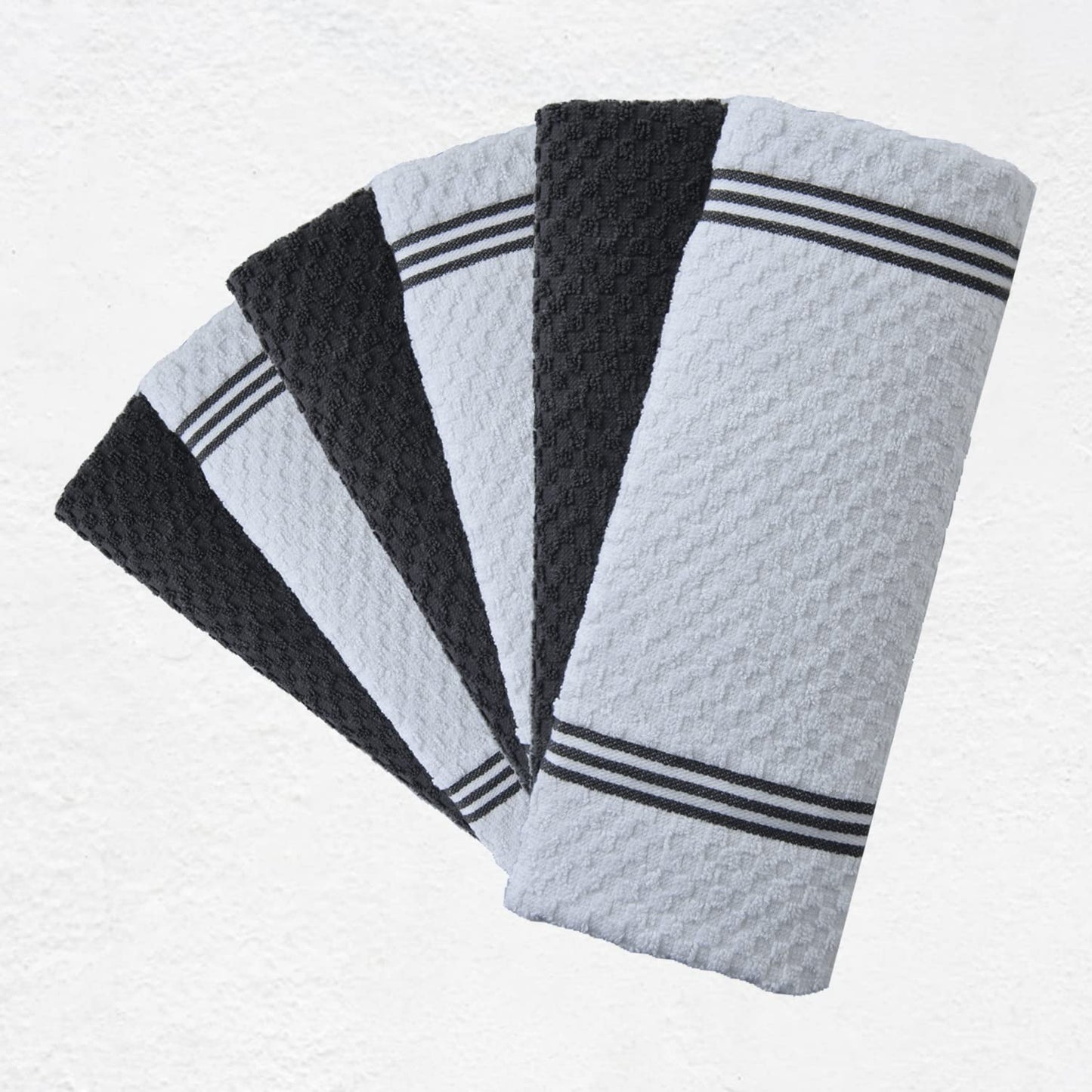 Infinitee Xclusives Premium Kitchen Towels |Pack of 6| - 100% Cotton (15 x 25 Inches) - Highly Absorbent Terry Dish Towels for Kitchen Linens, Tea Towels and Household Cleaning |Grey|
