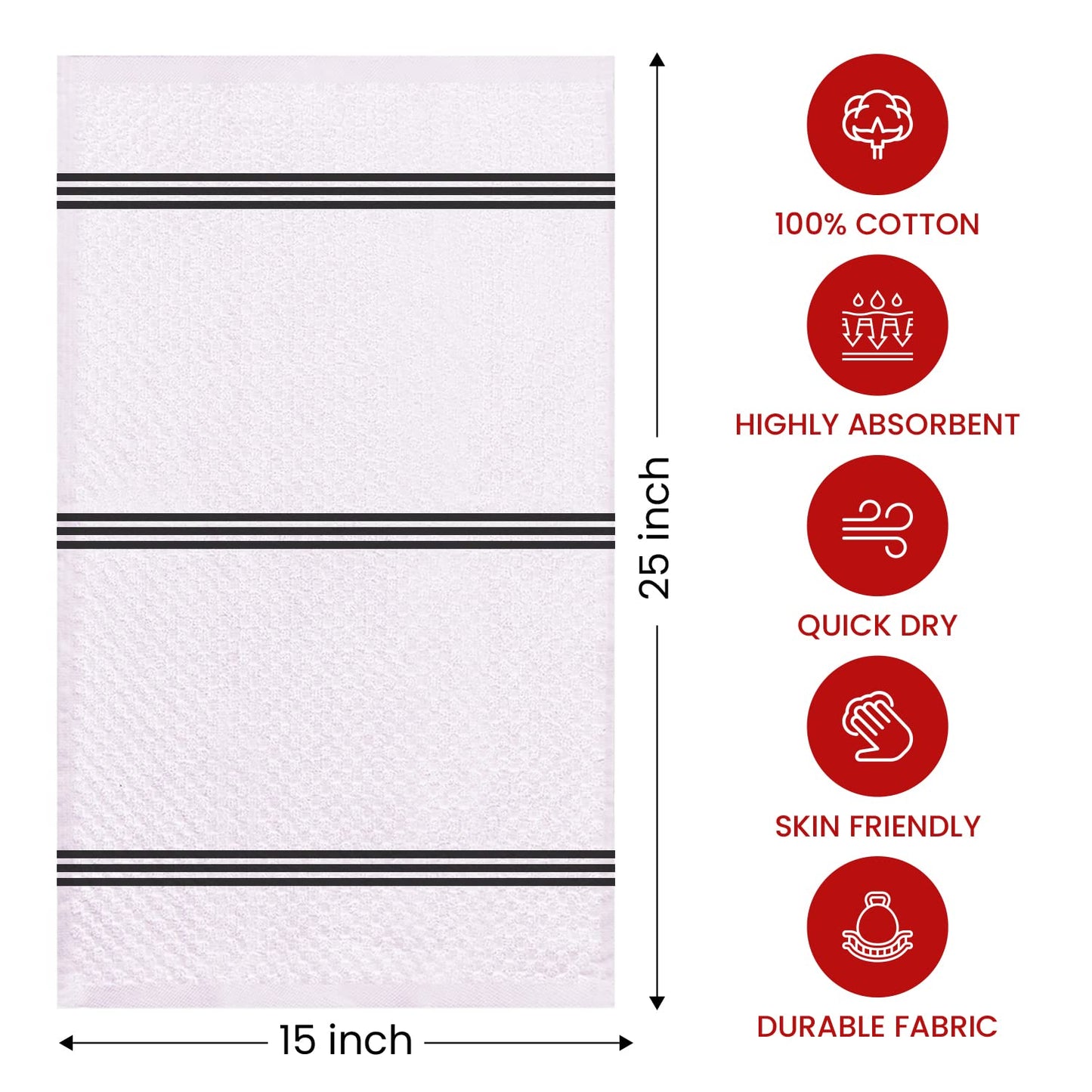 Infinitee Xclusives Premium Kitchen Towels |Pack of 6| - 100% Cotton (15 x 25 Inches) - Highly Absorbent Terry Dish Towels for Kitchen Linens, Tea Towels and Household Cleaning |Grey|