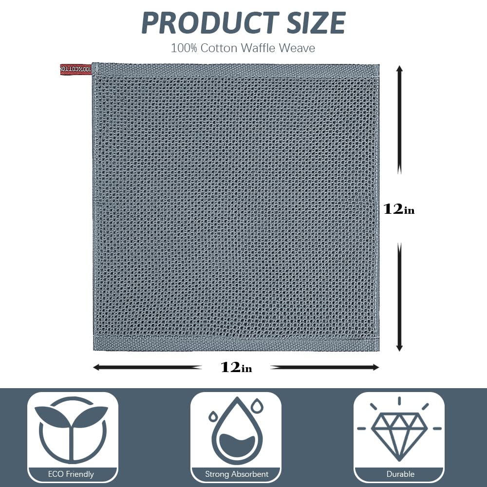 6 Pack Kitchen Towels and Dishcloths Sets,100% Cotton Soft Absorbent Quick Drying Dish Towels for Kitchen,Washing Dishes,12x12 Inches, Multi Color