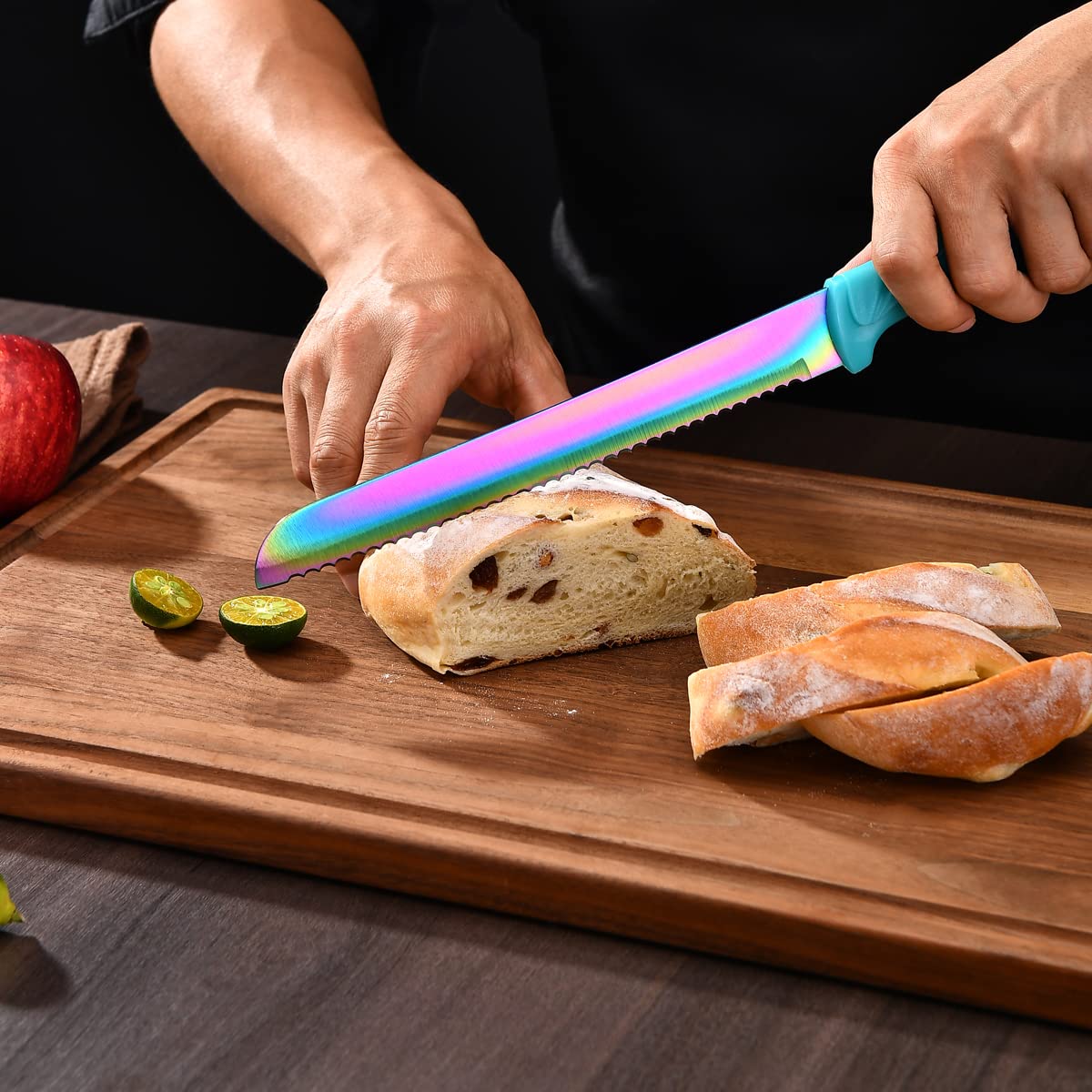 Rainbow Titanium Knife Set 17 PCS Kitchen Knives Set Chef Knife Block Set