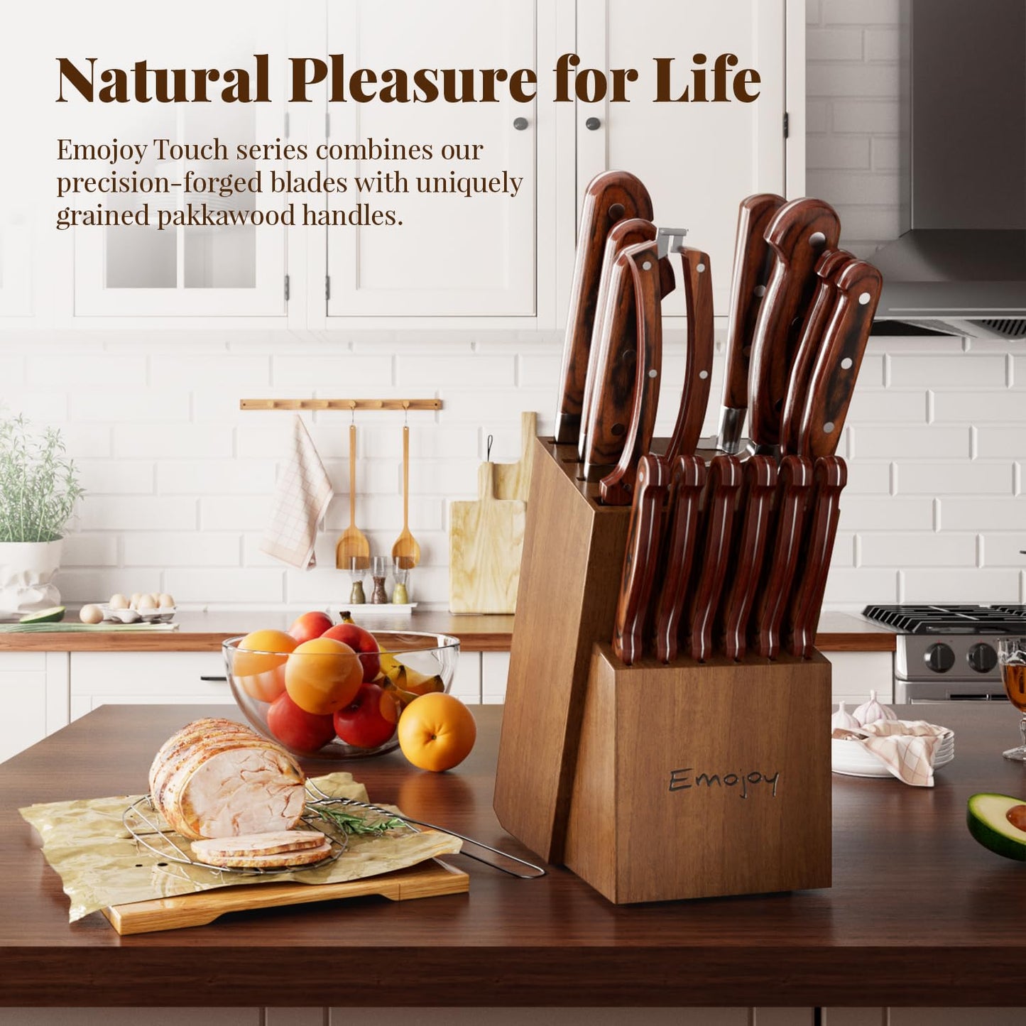 15-pcs Kitchen Knife Set with Block Premium Kitchen Knives