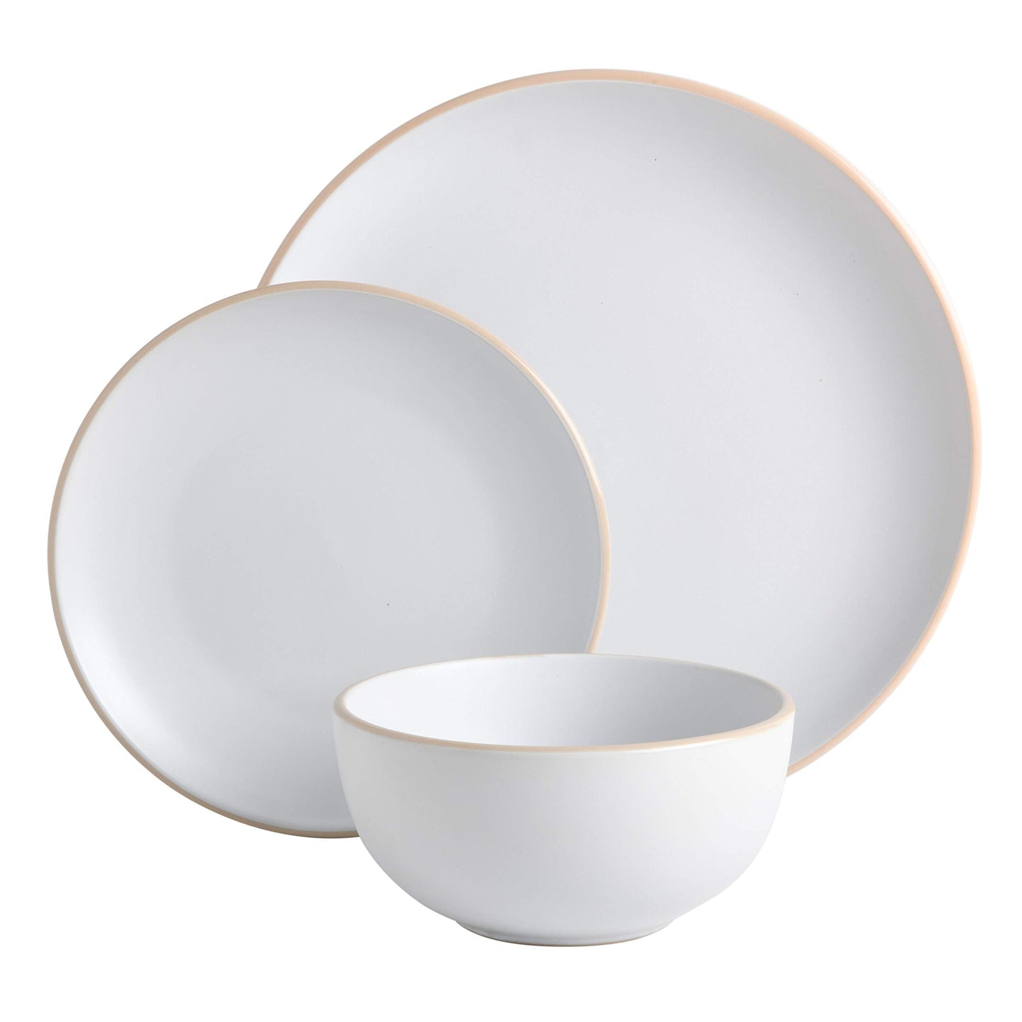 Rockaway Round Stoneware Dinnerware Set, Service for 4 (12pcs), White