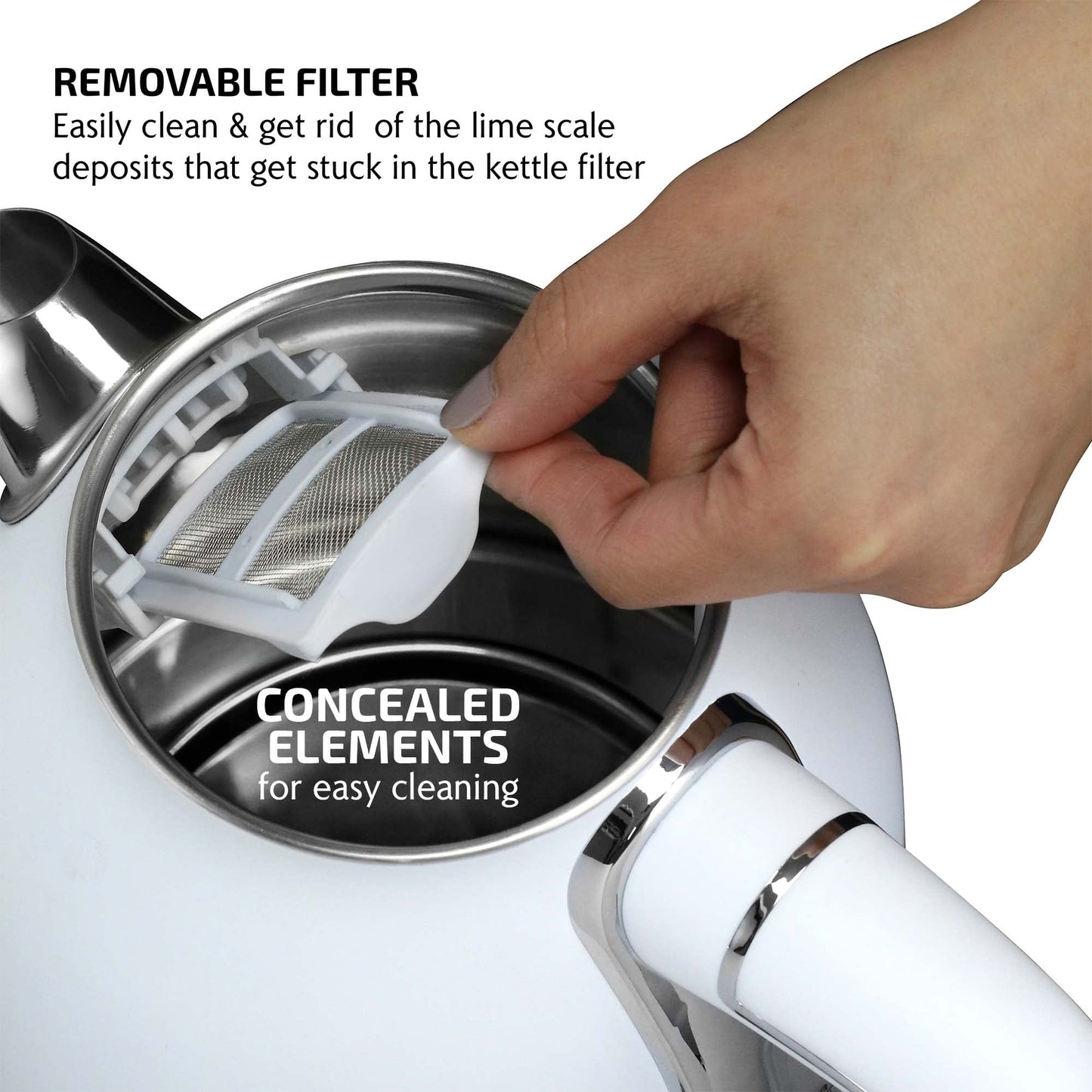 1.7 Liter Victoria Collection, 1500 Watt Power Tea Maker Boiler with Auto Shut-Off Boil Dry Water Gauge, White Matte