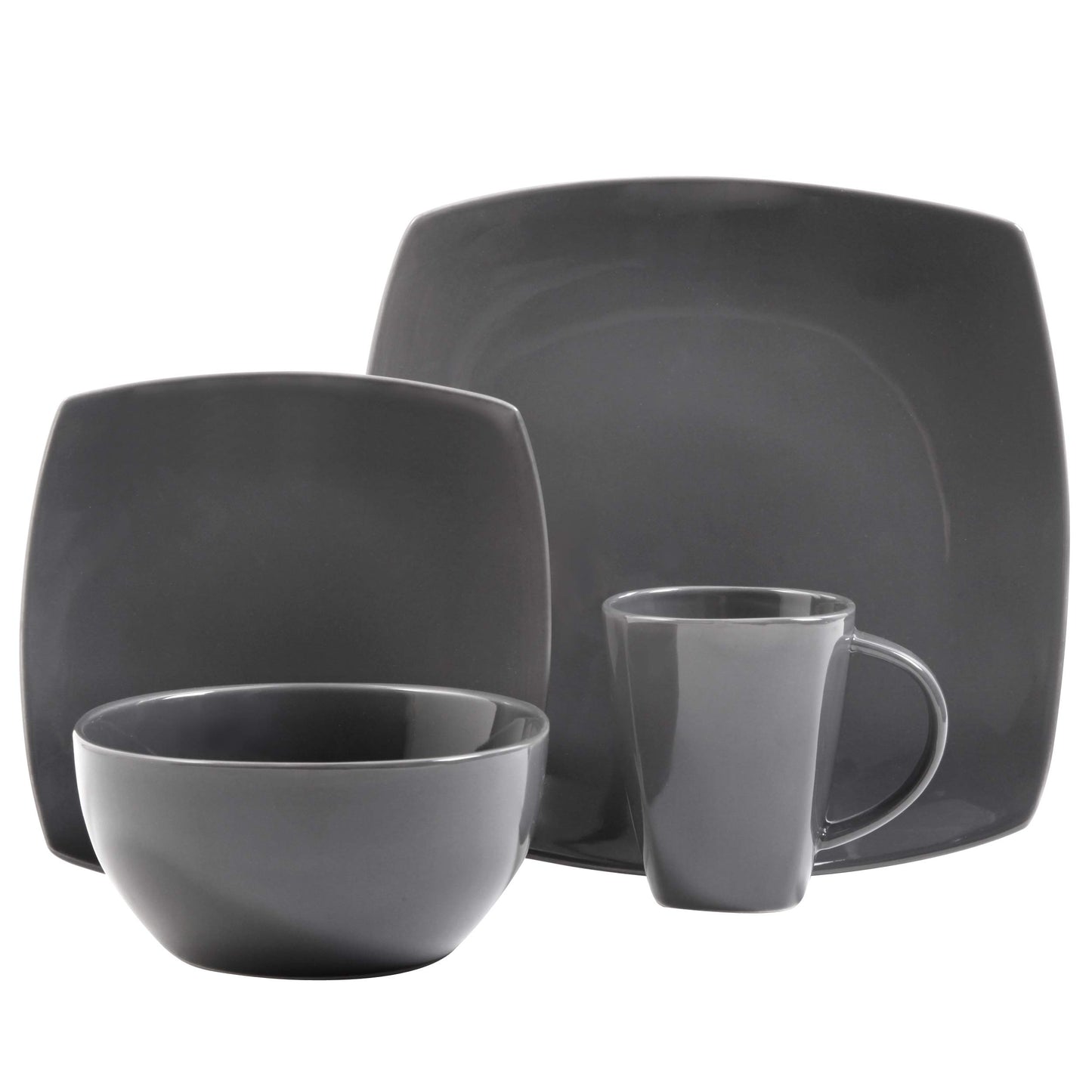 Square Reactive Glaze Dinnerware Set, Grey - 97558.16RM, Service for 4 (16pcs)