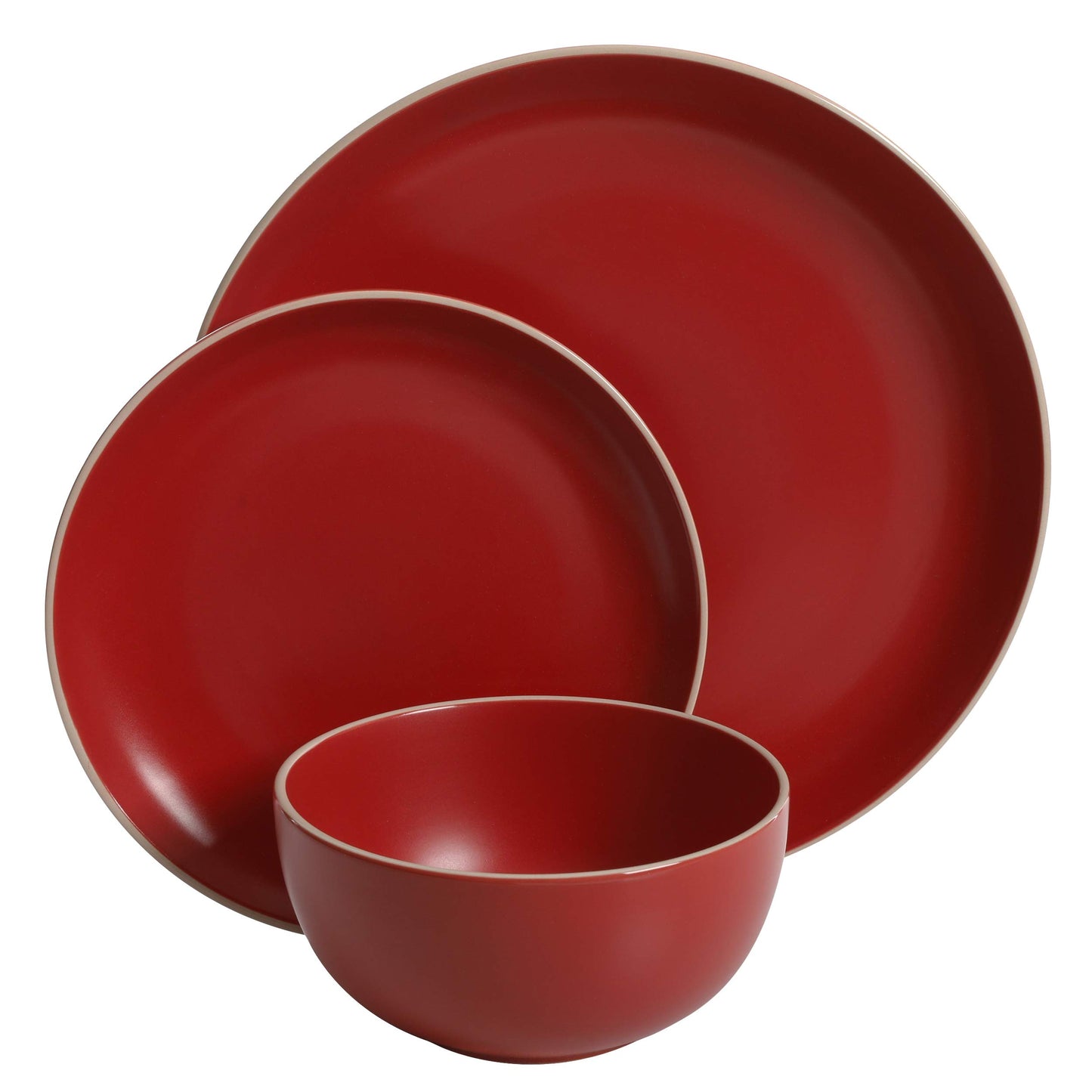 Gibson Home Rockaway 12 Piece Dinnerware, Red Matte