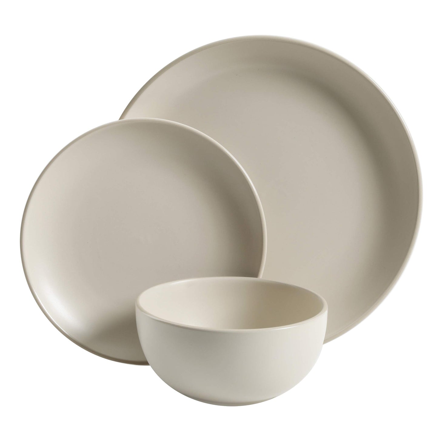 Rockaway Round Stoneware Dinnerware Set, Service for 4 (12pcs), Cream