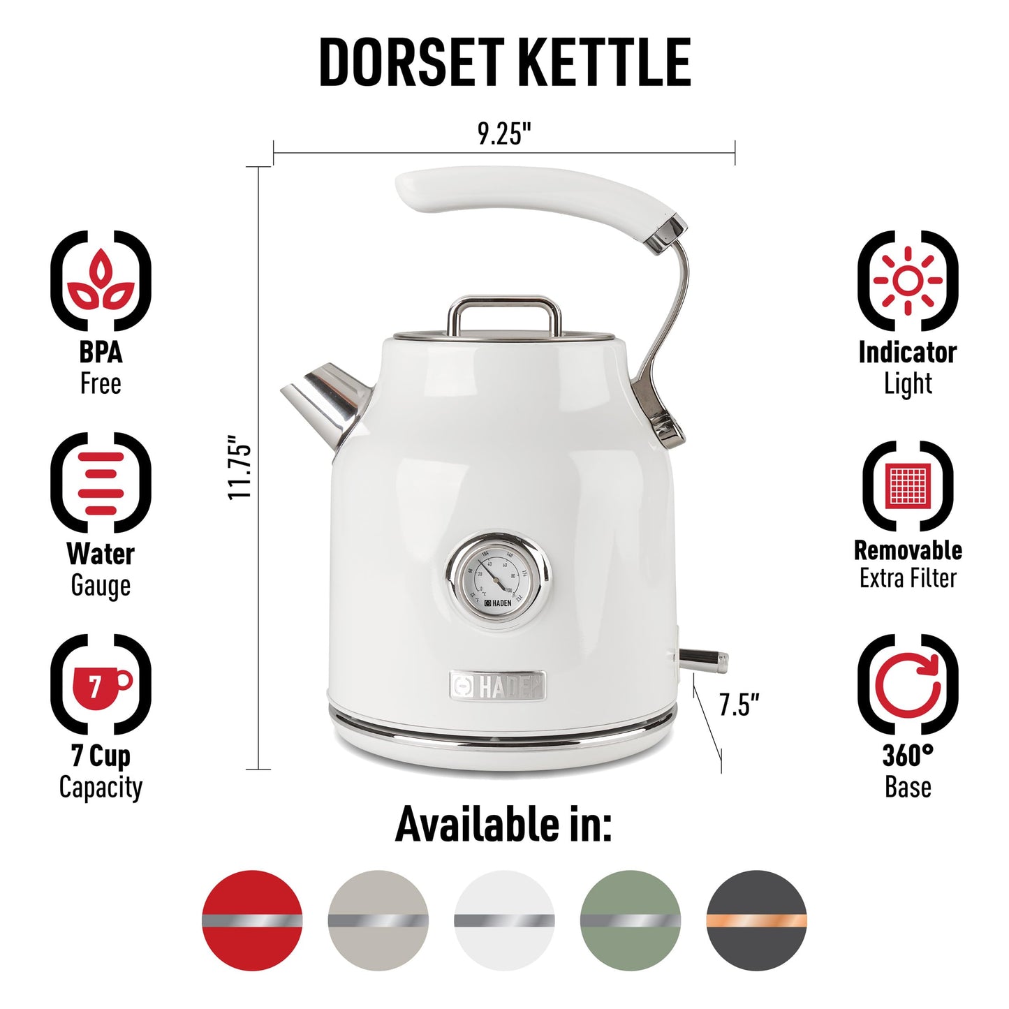 1.7 Liter Cordless Electric Kettle with Auto Shut Off for Kitchen, Small Appliances