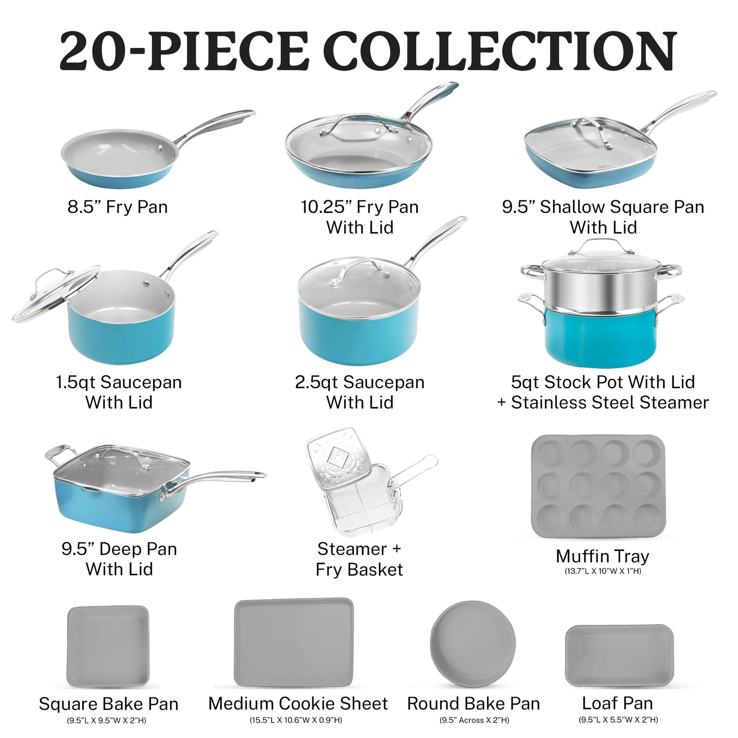 20 Piece Pots and Pans Set Nonstick Cookware Set Pot and Pan Set