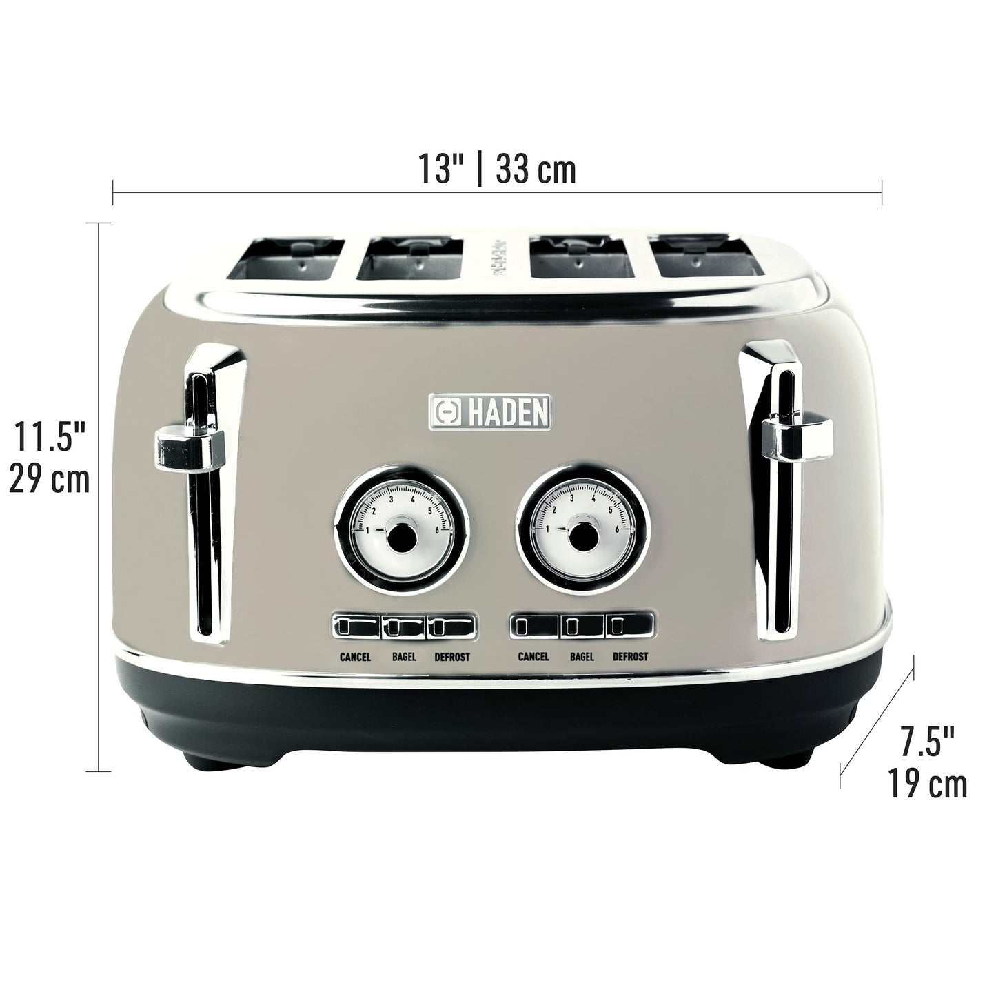 4 Slice Wide Slot Stainless Steel Toaster Adjustable Browning Control