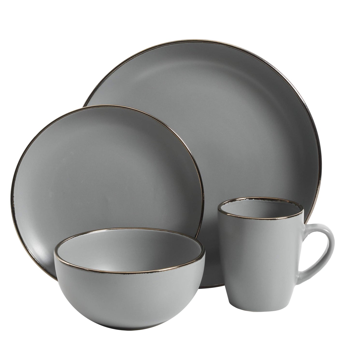 Gibson Home Rockaway Round Dinnerware, Service for 4 (16pcs)