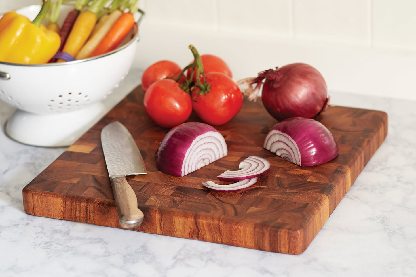 28218 Square Charleston End Grain Chef's Board , Acacia Wood 14" Square