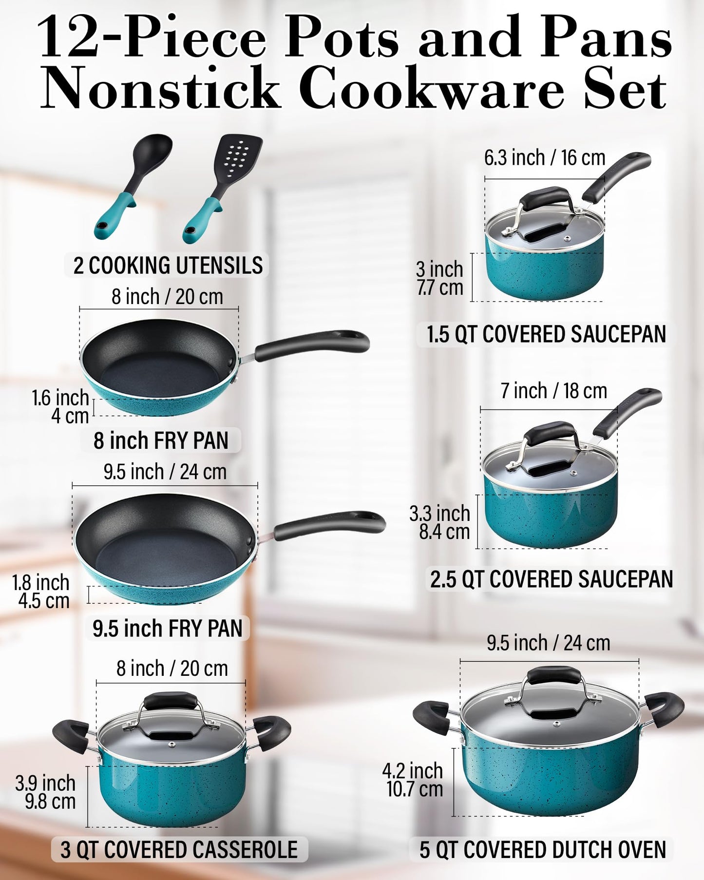 Pots and Pans Nonstick Cookware Set 12-Piece Kitchen Cooking Set