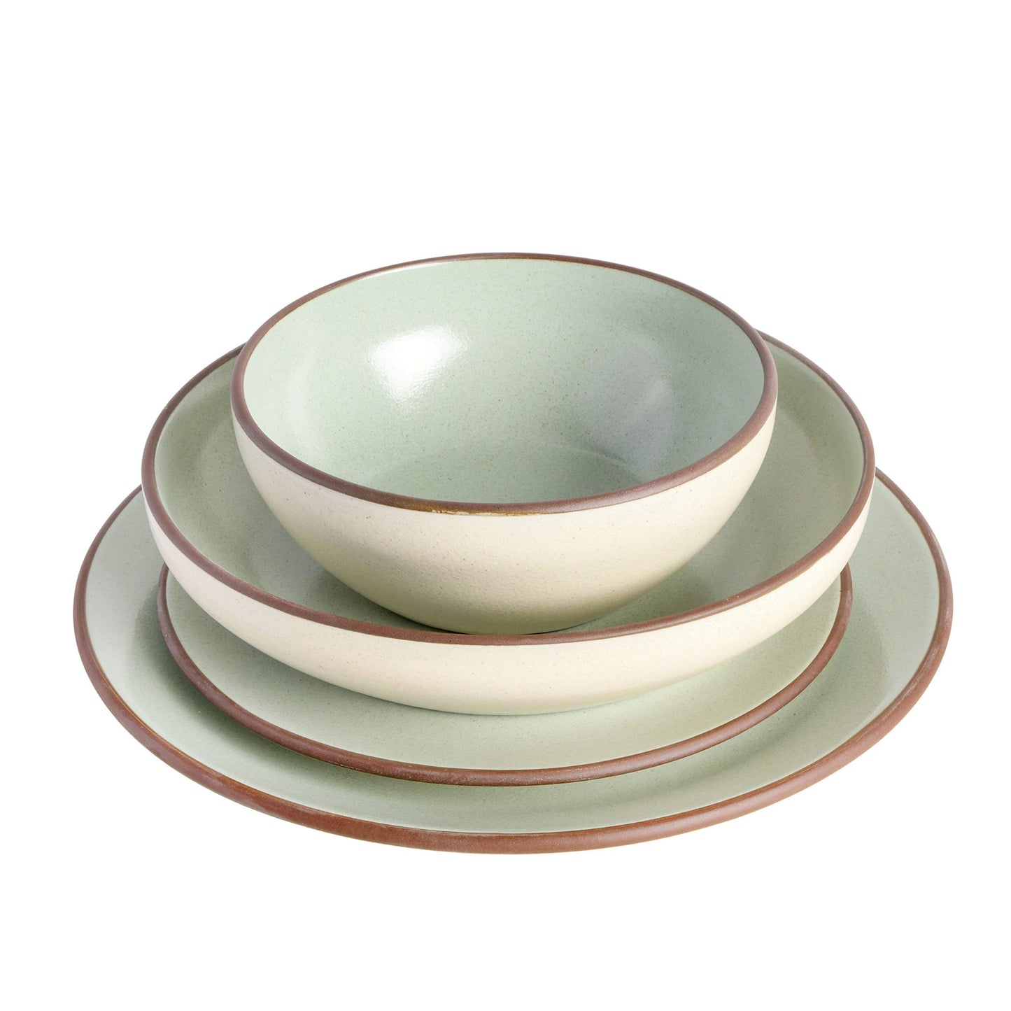 Contempo Classic Double Bowl Dinnerware Set, Service for 4 (16pcs), Mint