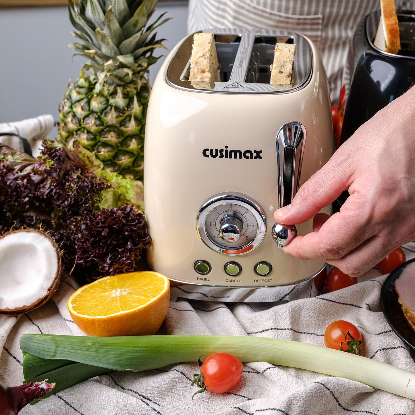 2 Slice with Extra Wide Slots for Bagels with 6 Toast Settings and 4 Functions