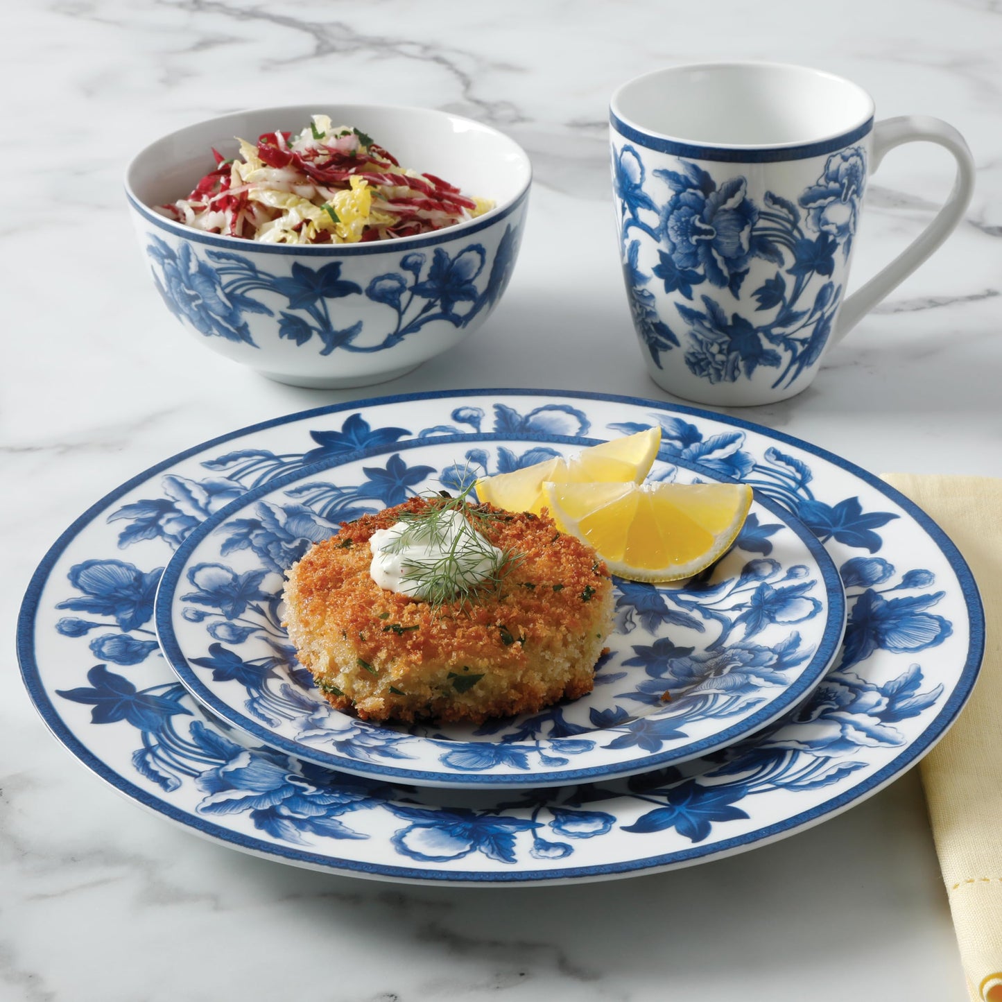 Stewart Goodale Vintage Blue Stoneware 16 Piece Dinnerware Set