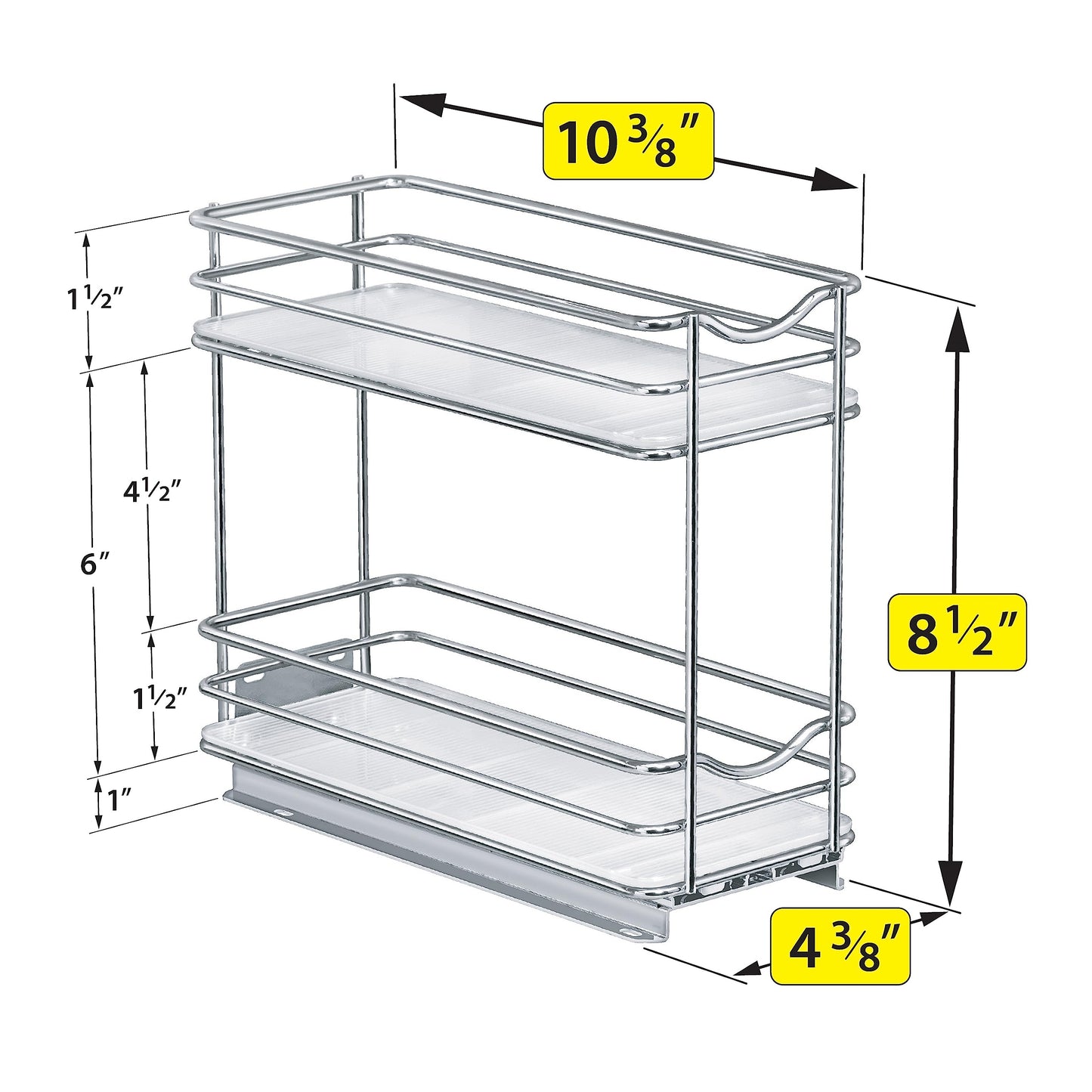 LYNK PROFESSIONAL® Pull Out Spice Rack Organizer for Inside Kitchen Cabinets - 4-1/4 inch Wide - Slide Out Drawer – Chrome Sliding Spice Cabinet Organization Shelf Racks - 2 Tier