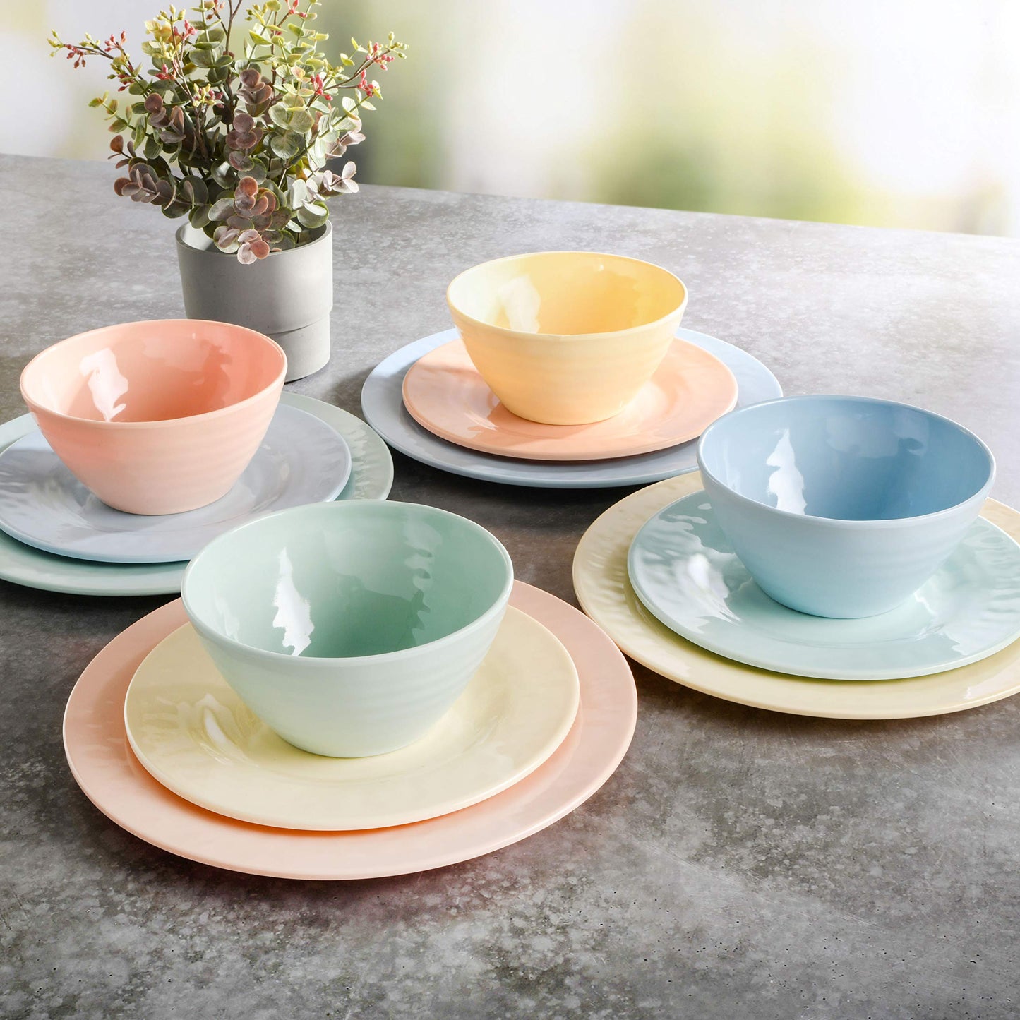 Home Brits Melamine Plastic Dinnerware Set Service for Four
